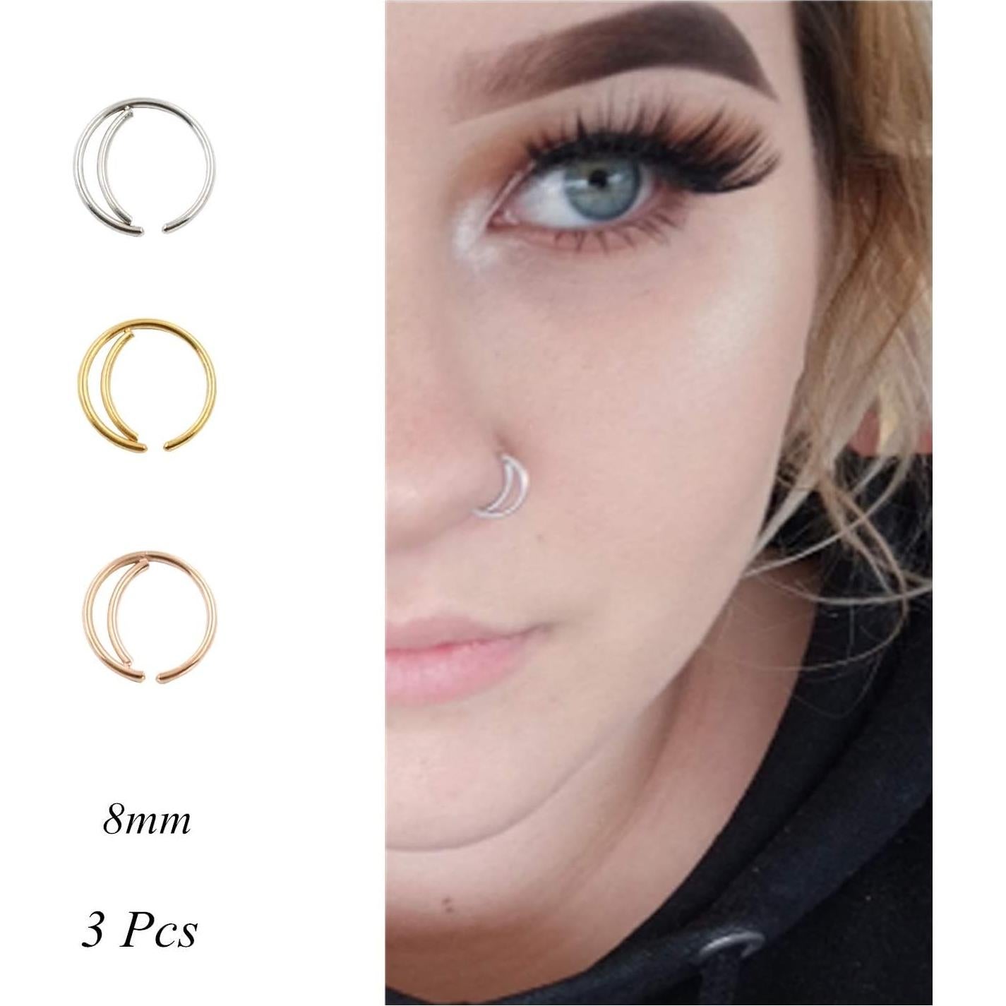 Aro de Nariz Minimalista 20g Acero Quirúrgico 3 Colores