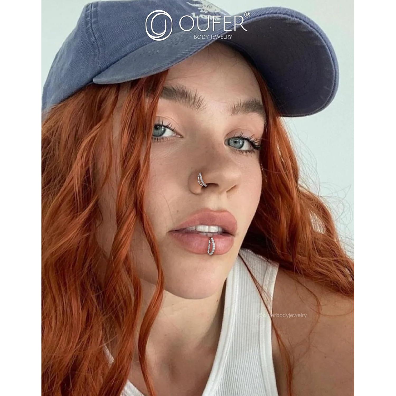 Anillos de Nariz Doble de Plata OUFER 20G 8mm Acero Quirúrgico