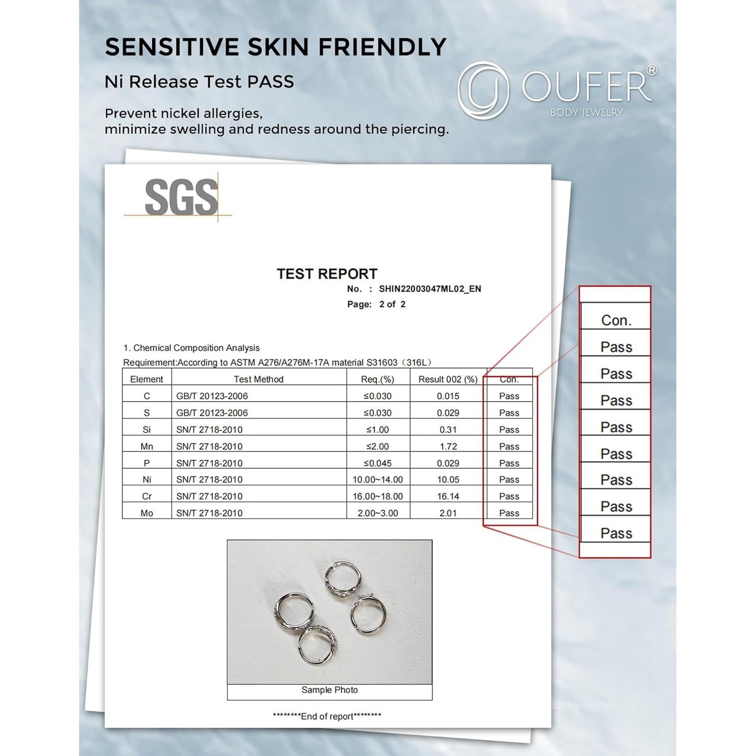 Anillos de Nariz Doble de Plata OUFER 20G 8mm Acero Quirúrgico