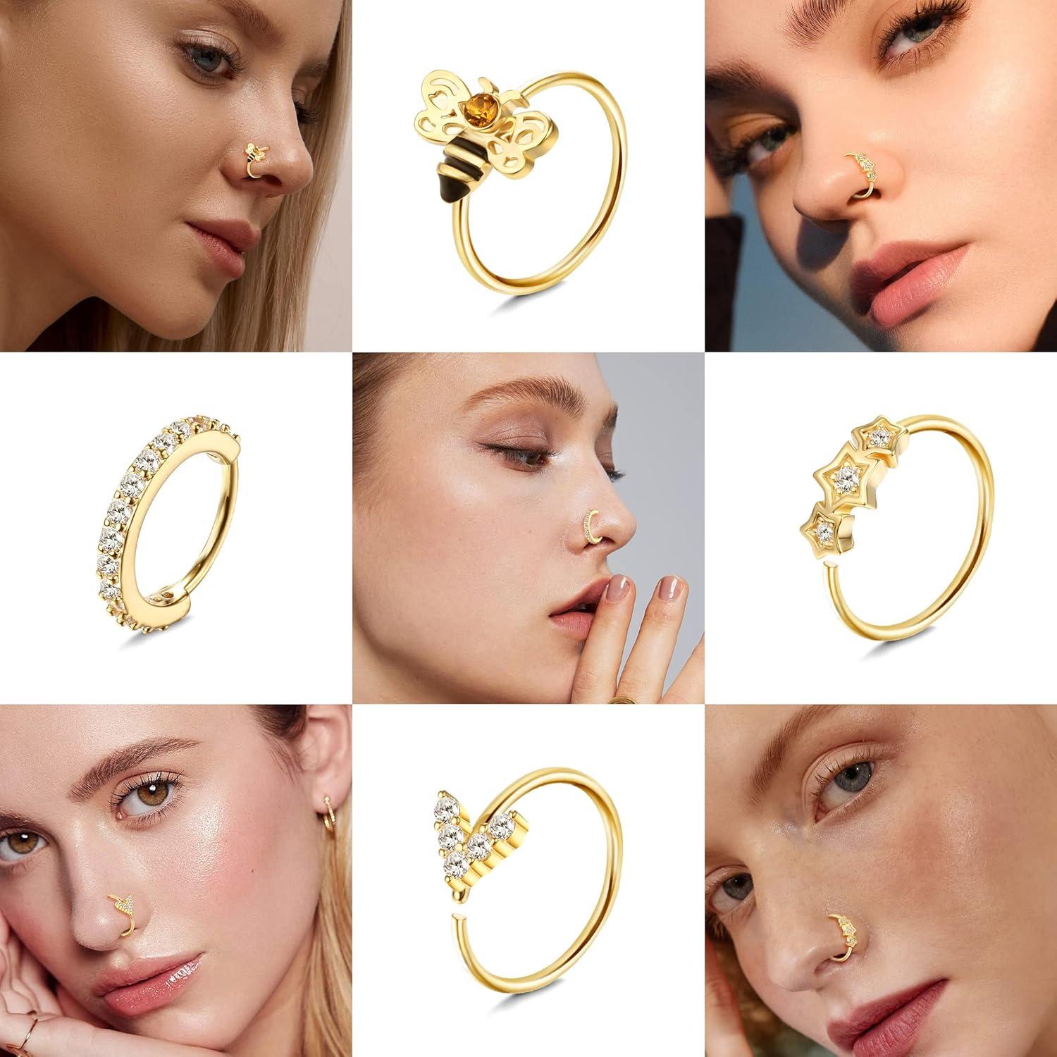 Dochais 12 Aros Nasales 20G Acero Inoxidable Quirúrgico