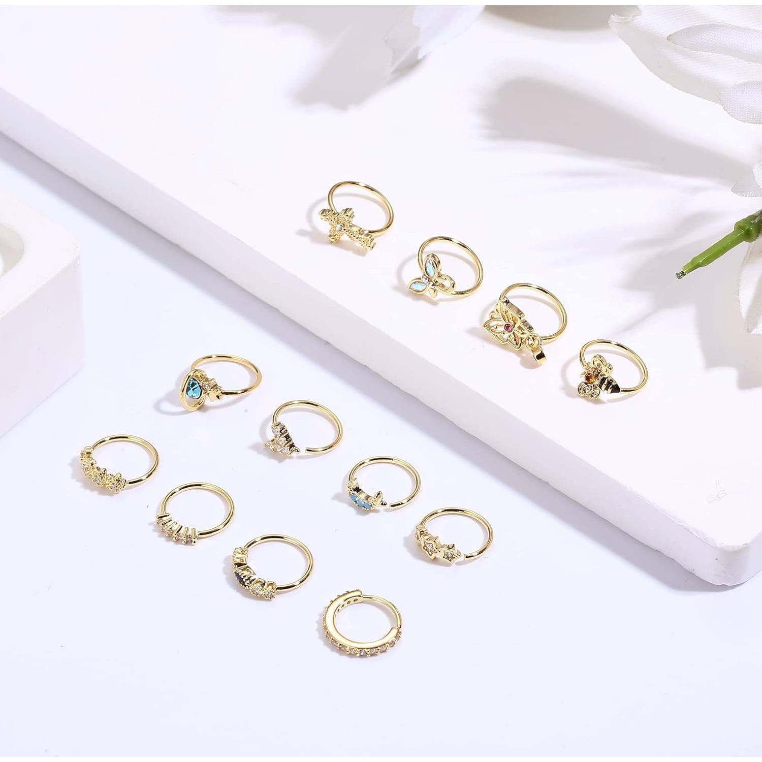 Dochais 12 Aros Nasales 20G Acero Inoxidable Quirúrgico