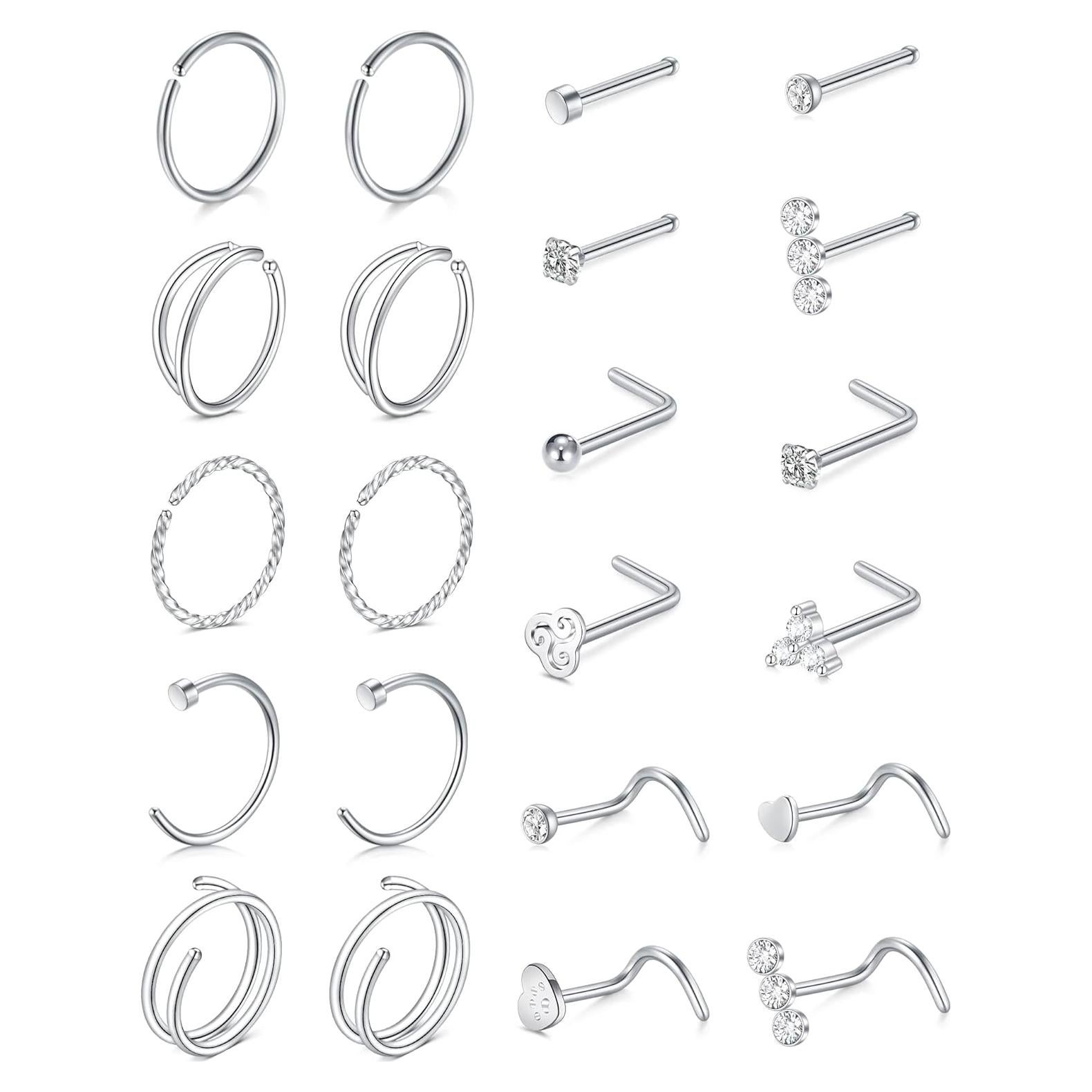 Aros Nasales QWALIT 20g Acero Inoxidable - 5 Pares