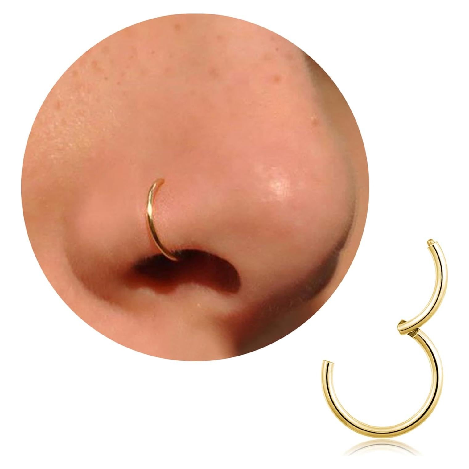 Aro de Nariz de Titanio Oro 20G 7mm Hipoalergénico