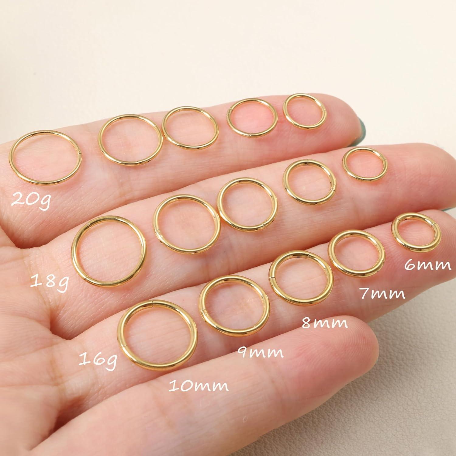 Aro de Nariz de Titanio Oro 20G 7mm Hipoalergénico