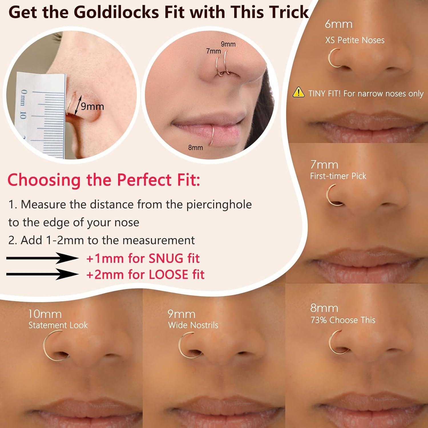 Aro de Nariz de Titanio Oro 20G 7mm Hipoalergénico