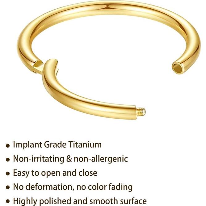 Aro de Nariz de Titanio Oro 20G 7mm Hipoalergénico