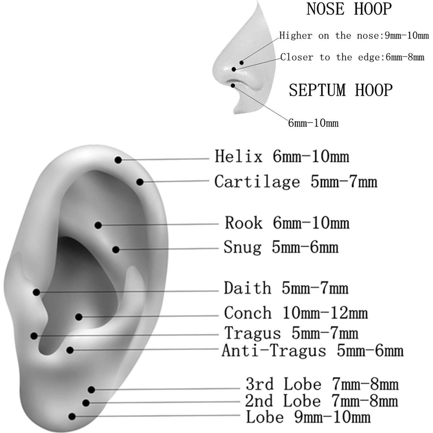 Aros de Nariz Acero Quirúrgico 316L Followmoon 18G 8mm