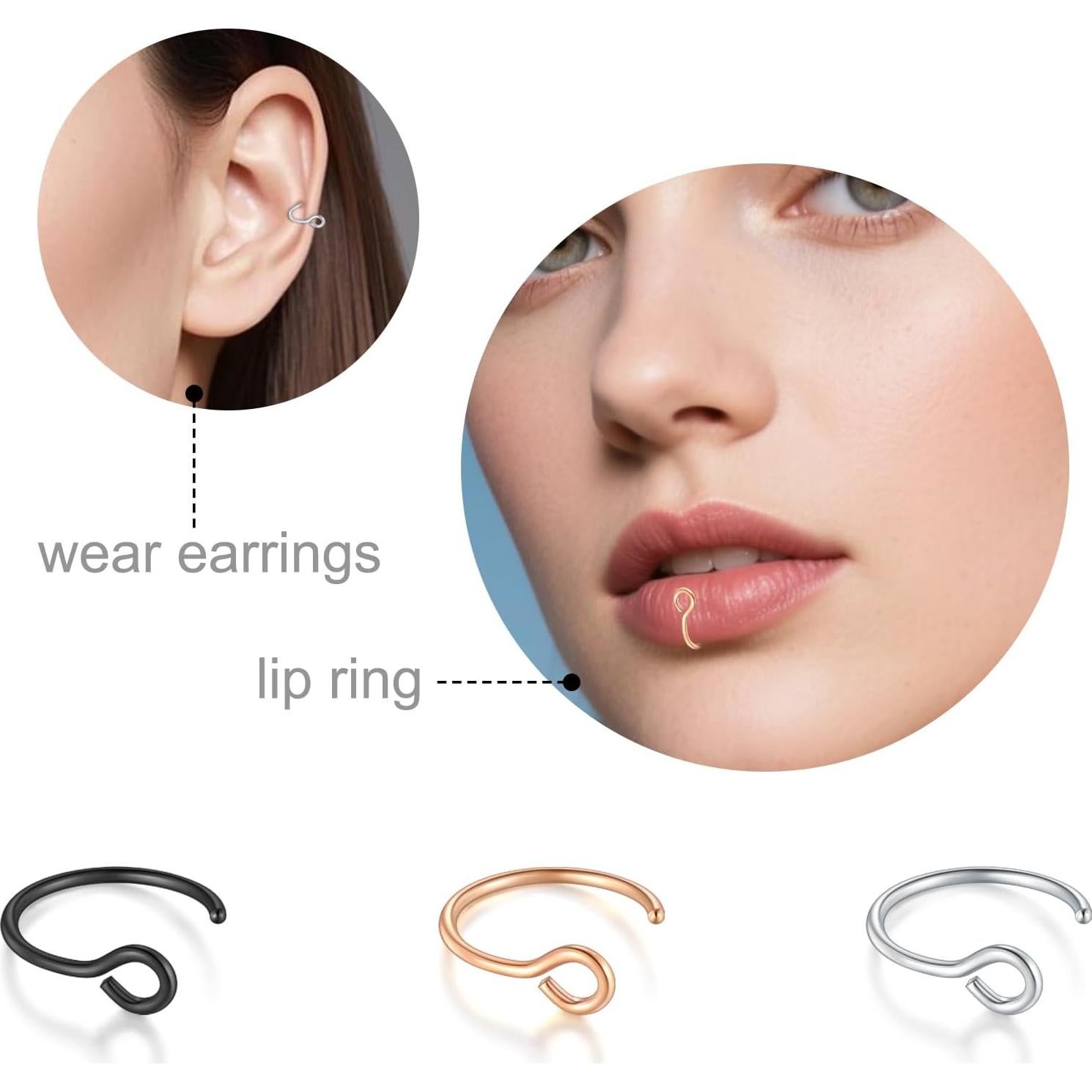 Anillos Falsos de Piercing D.Bella 20G 8mm Acero Inoxidable