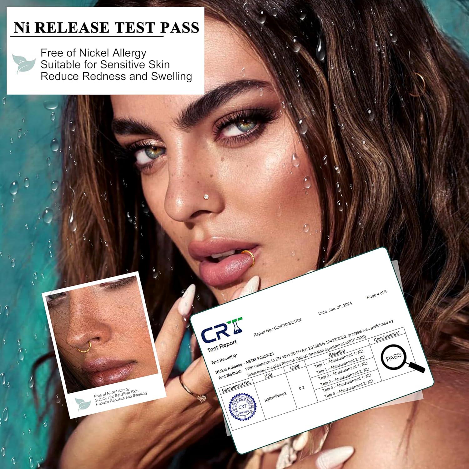 Aros de Nariz 18G y Studs 20G BESTEEL Acero Inoxidable 15Pcs