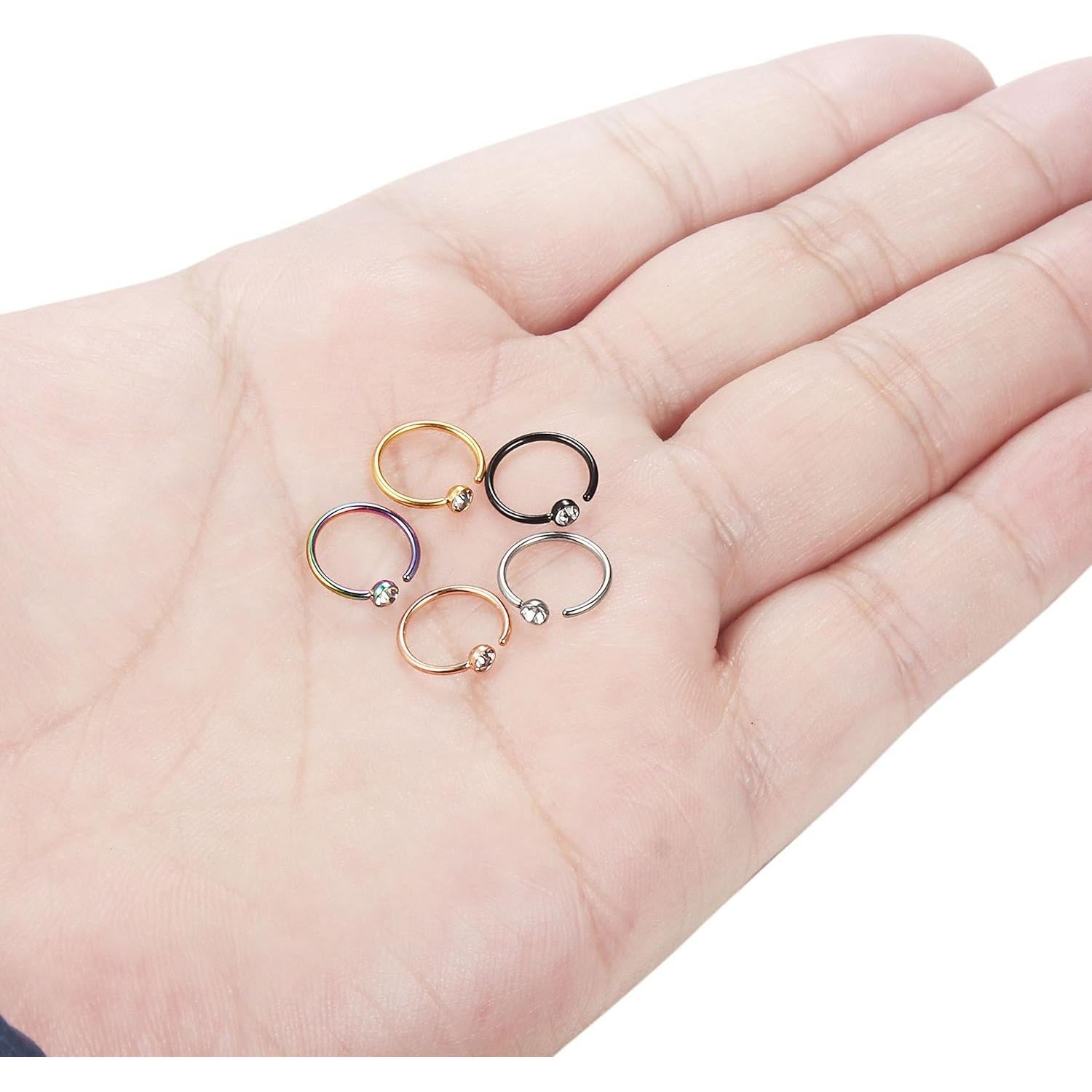 Aros de Nariz ORAZIO 5 Pcs Acero Inoxidable 20G 5 Colores