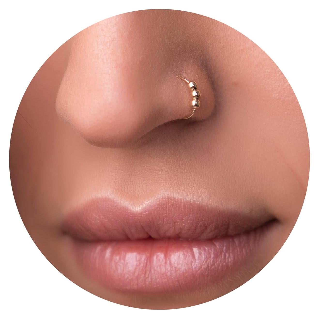 Aro de Nariz de Oro 14k Hecho a Mano 7mm 24 Gauge