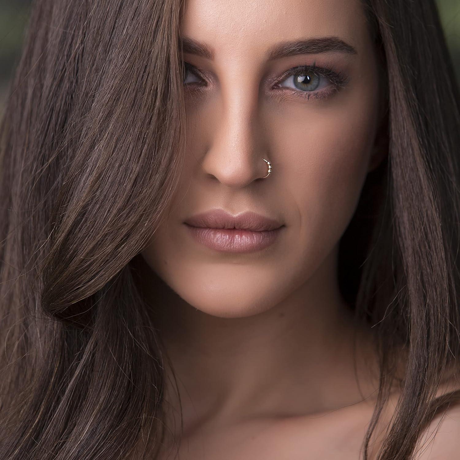 Aro de Nariz de Oro 14k Hecho a Mano 7mm 24 Gauge