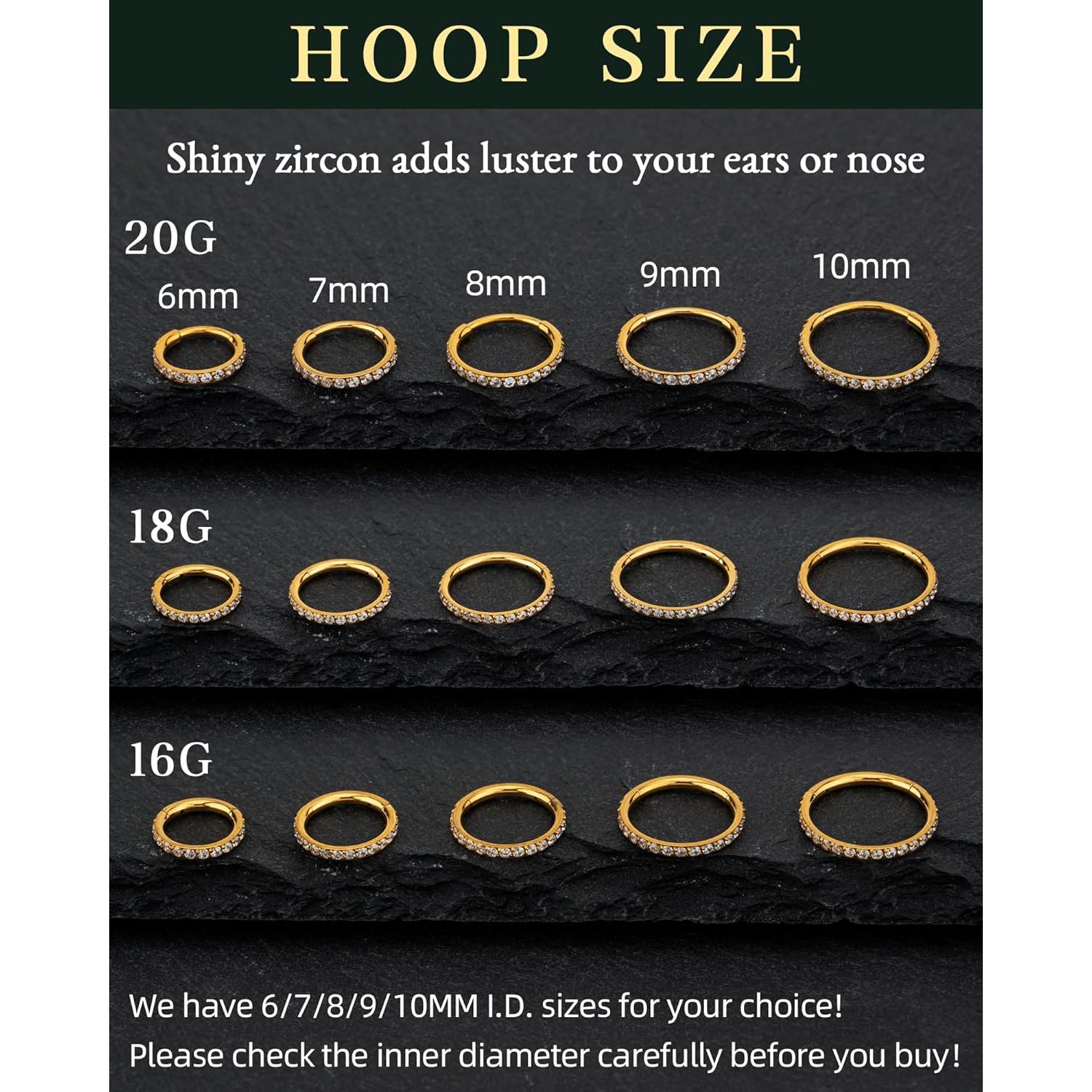 Aro para nariz hipoalergénico 18G 8mm HANCAO oro 14K