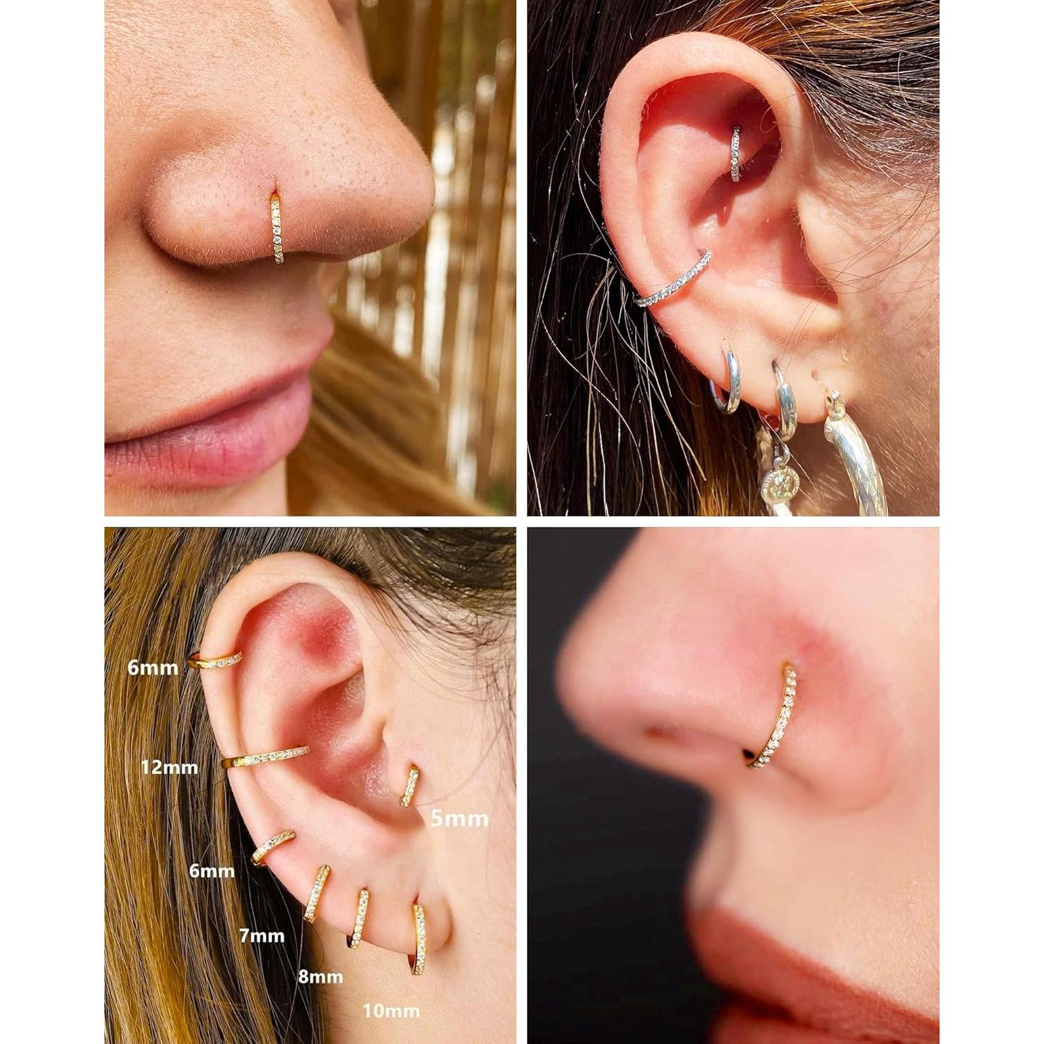 Aro para nariz hipoalergénico 18G 8mm HANCAO oro 14K