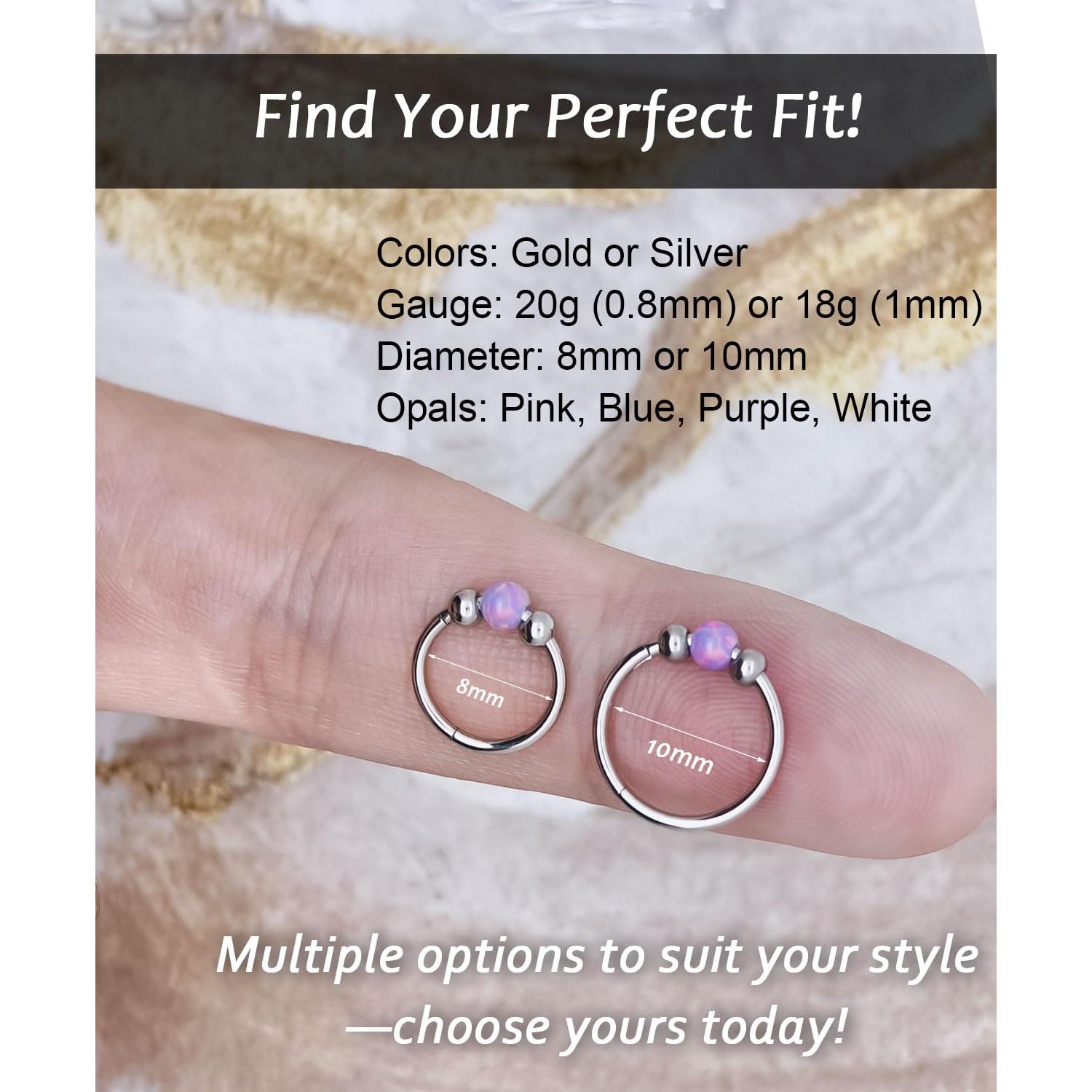 Juego de 4 Aros de Nariz Acero Inoxidable Hipoalergénicos 18G