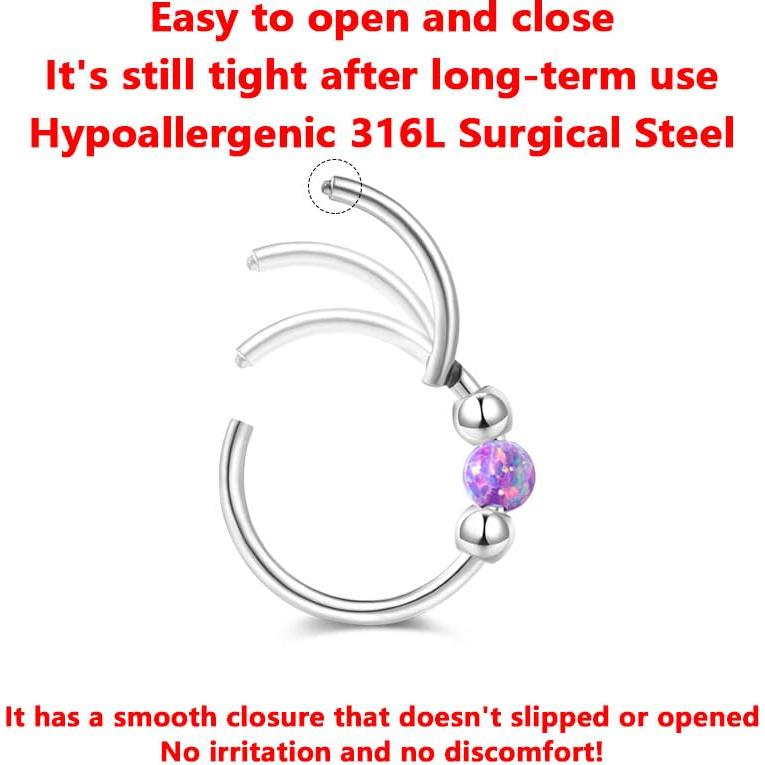 Juego de 4 Aros de Nariz Acero Inoxidable Hipoalergénicos 18G