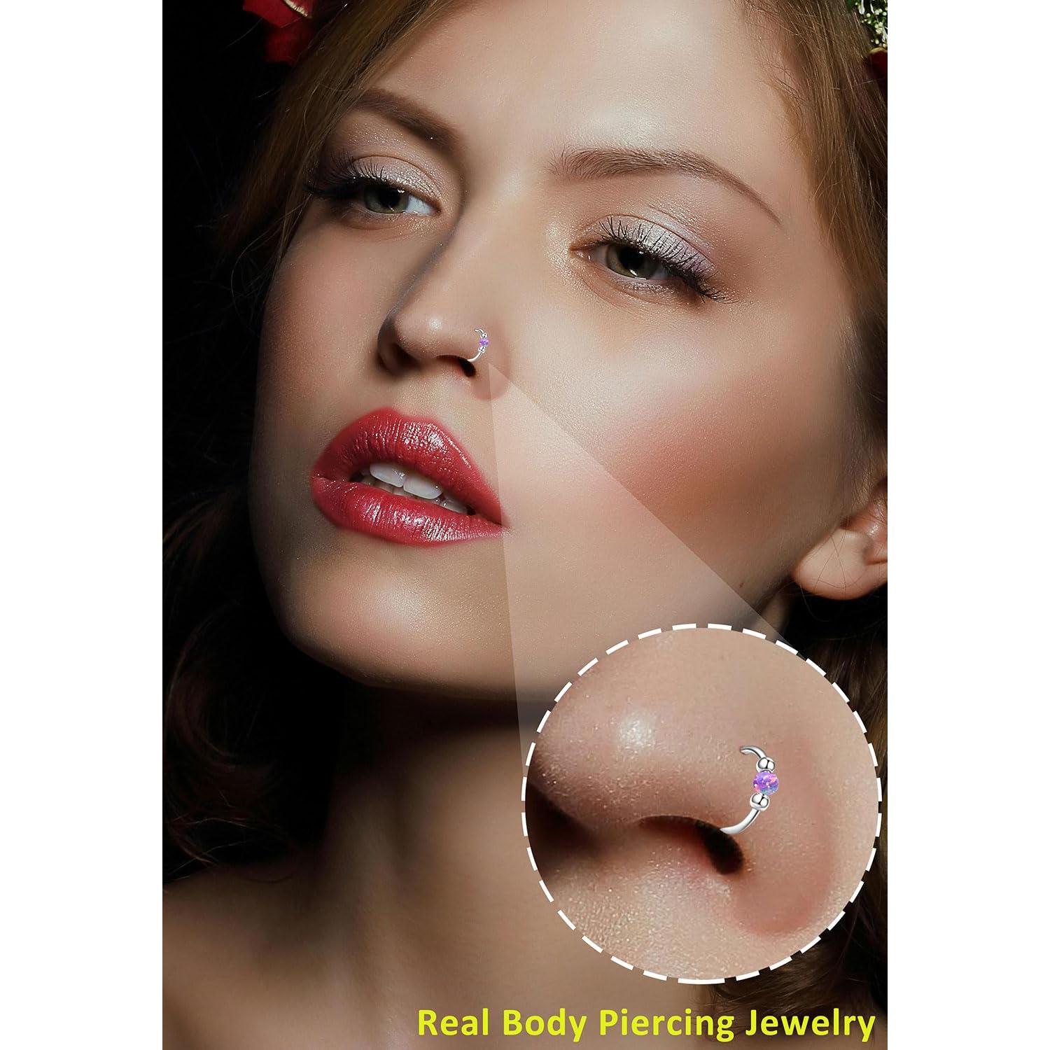 Juego de 4 Aros de Nariz Acero Inoxidable Hipoalergénicos 18G