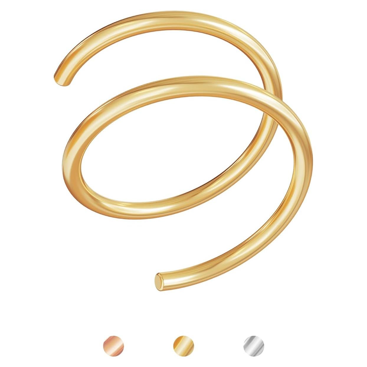 Aro de Nariz Doble Oro 14K 20g 8mm Hipoalergénico