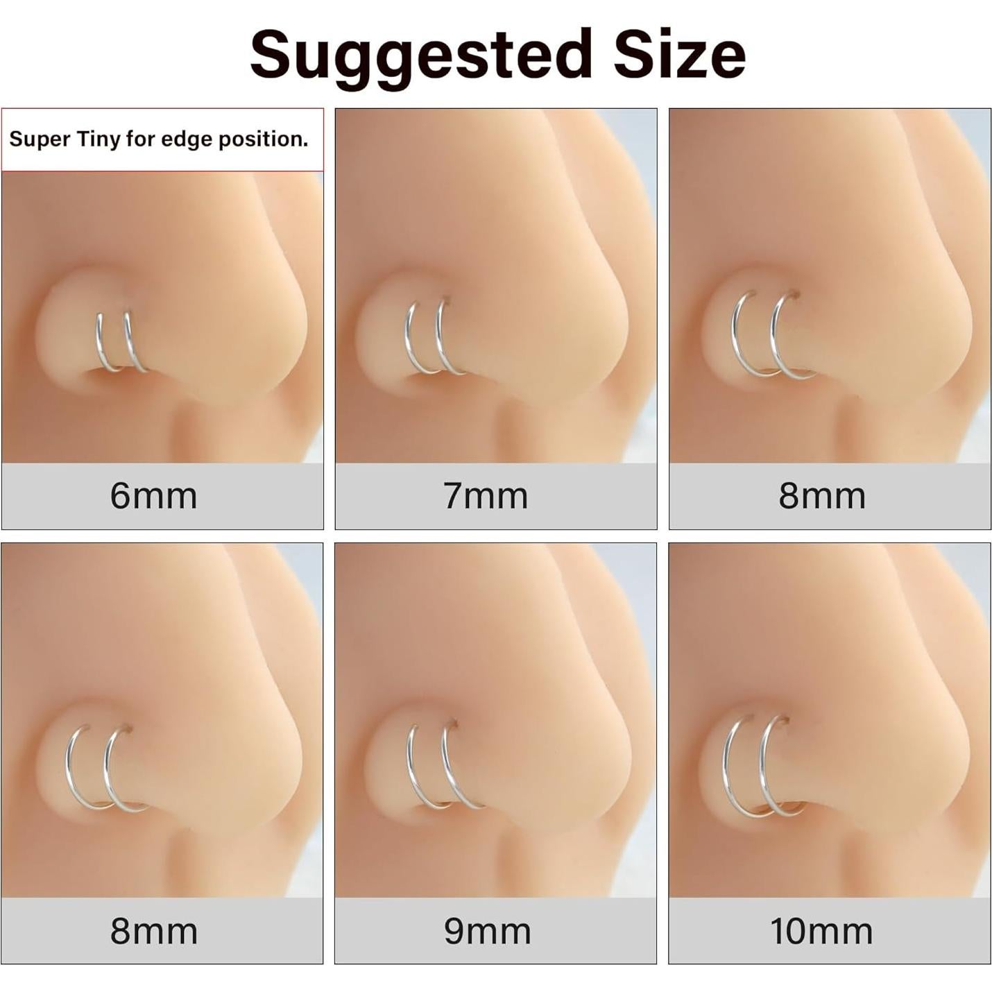 Aro de Nariz Doble Oro 14K 20g 8mm Hipoalergénico