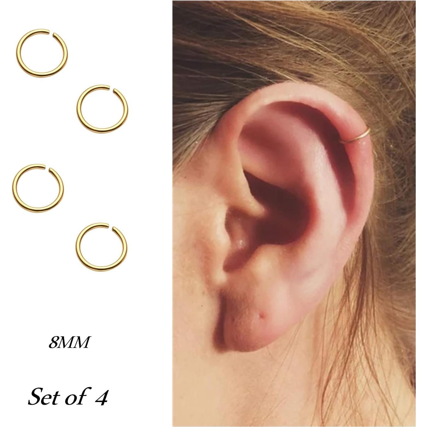 Pendientes de Cartílago Falsos NZDLM Oro 20 Gauge 8mm