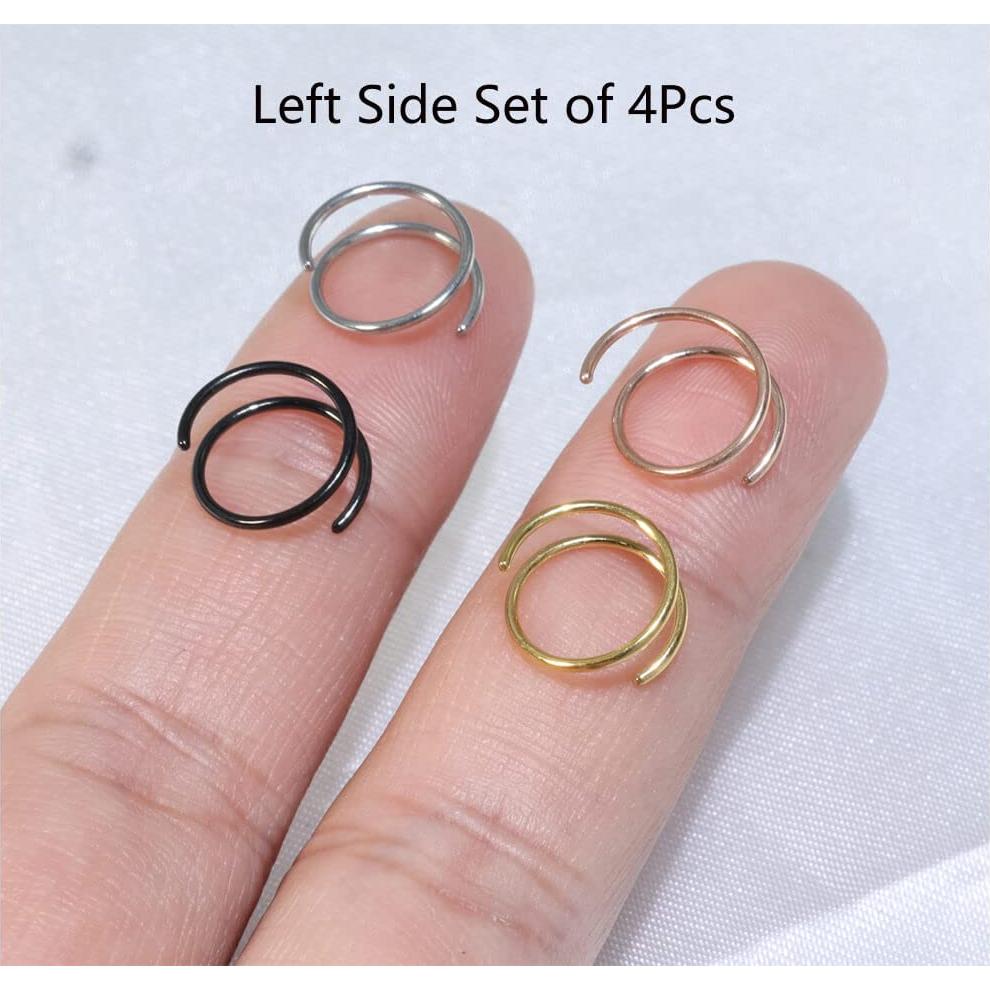 Anillo de Nariz Doble Espiral 20G 8mm Acero Inoxidable 4pcs