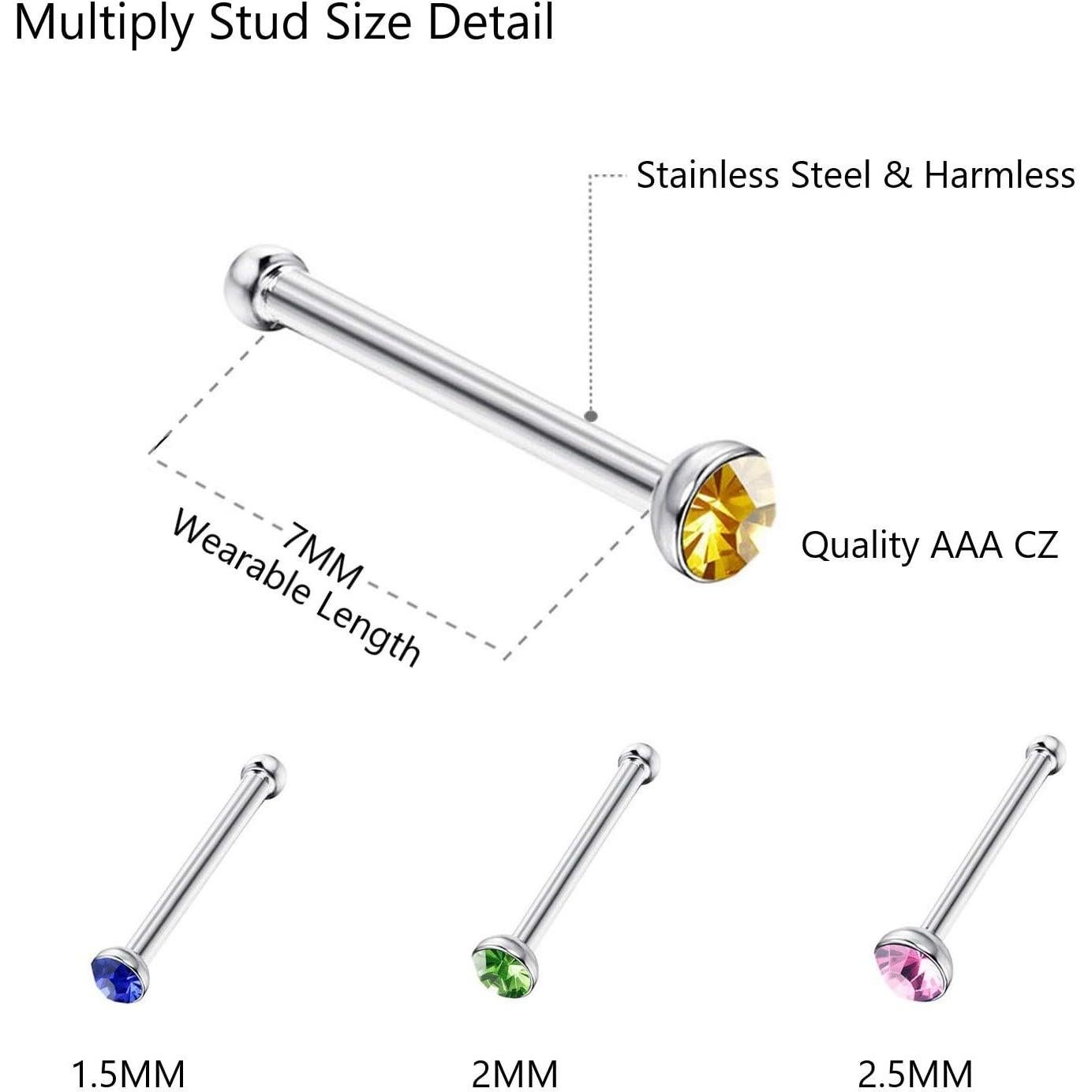 Juego de Anillos de Nariz Hipoalergénicos Acero Inoxidable 120pcs