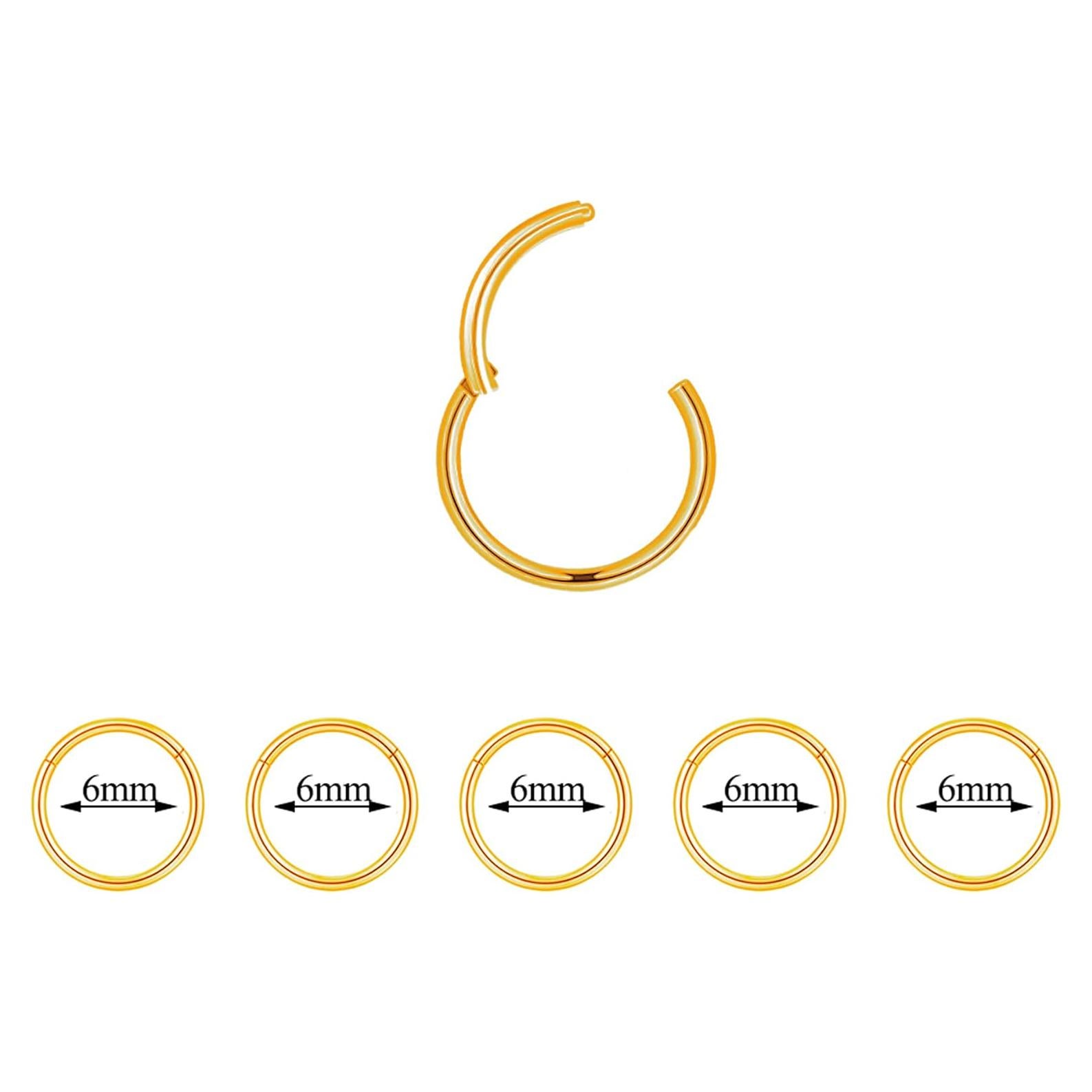 5 Piezas Aros Nasales Acero Quirúrgico HQLA 6mm-14mm