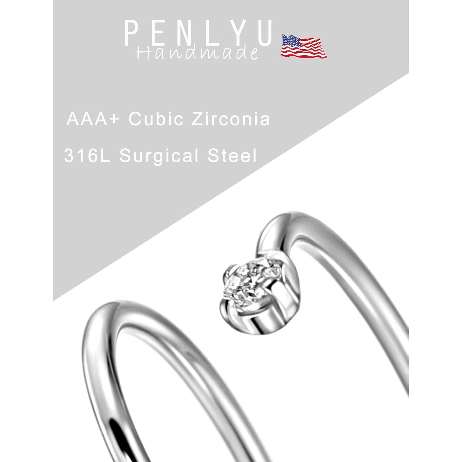 Aro de Nariz Doble 20G 10mm Acero Quirúrgico Plateado