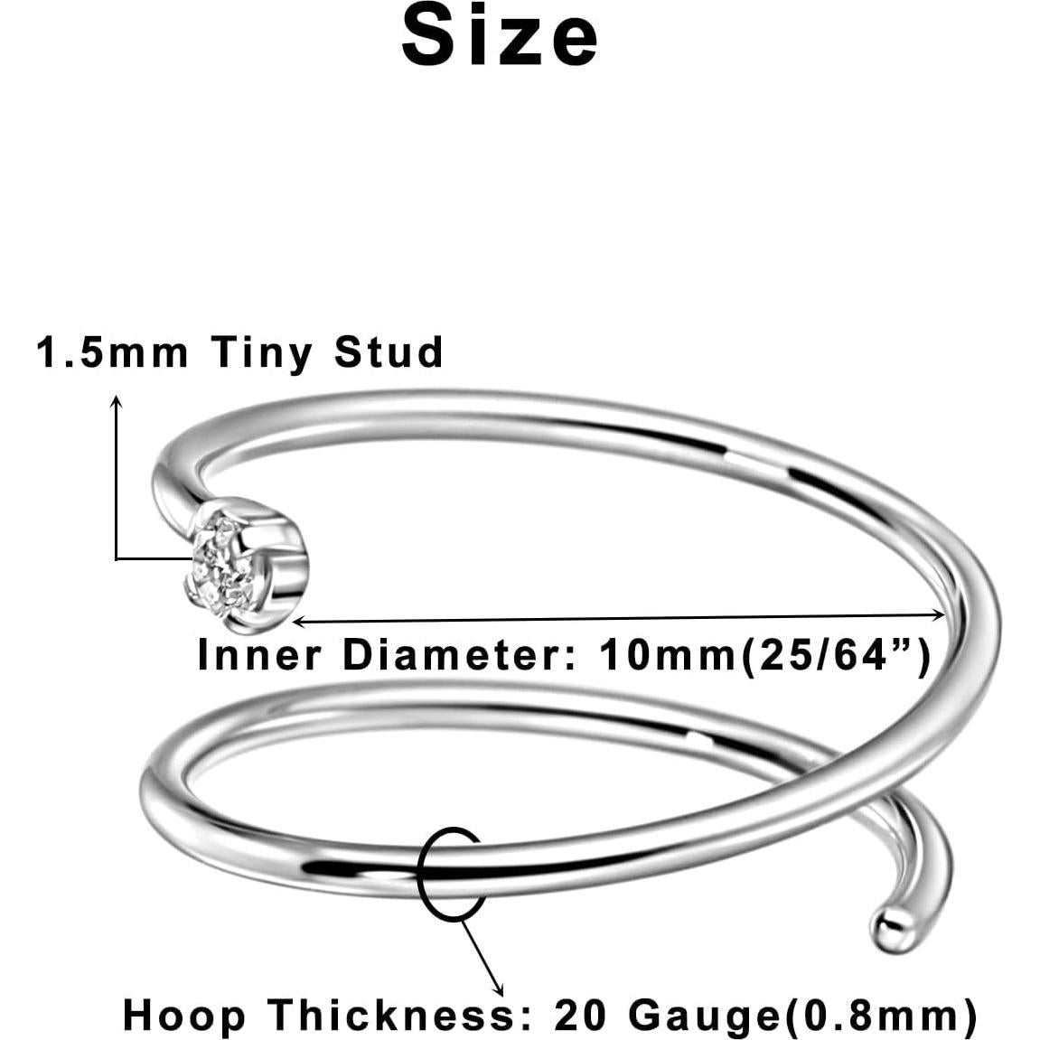 Aro de Nariz Doble 20G 10mm Acero Quirúrgico Plateado