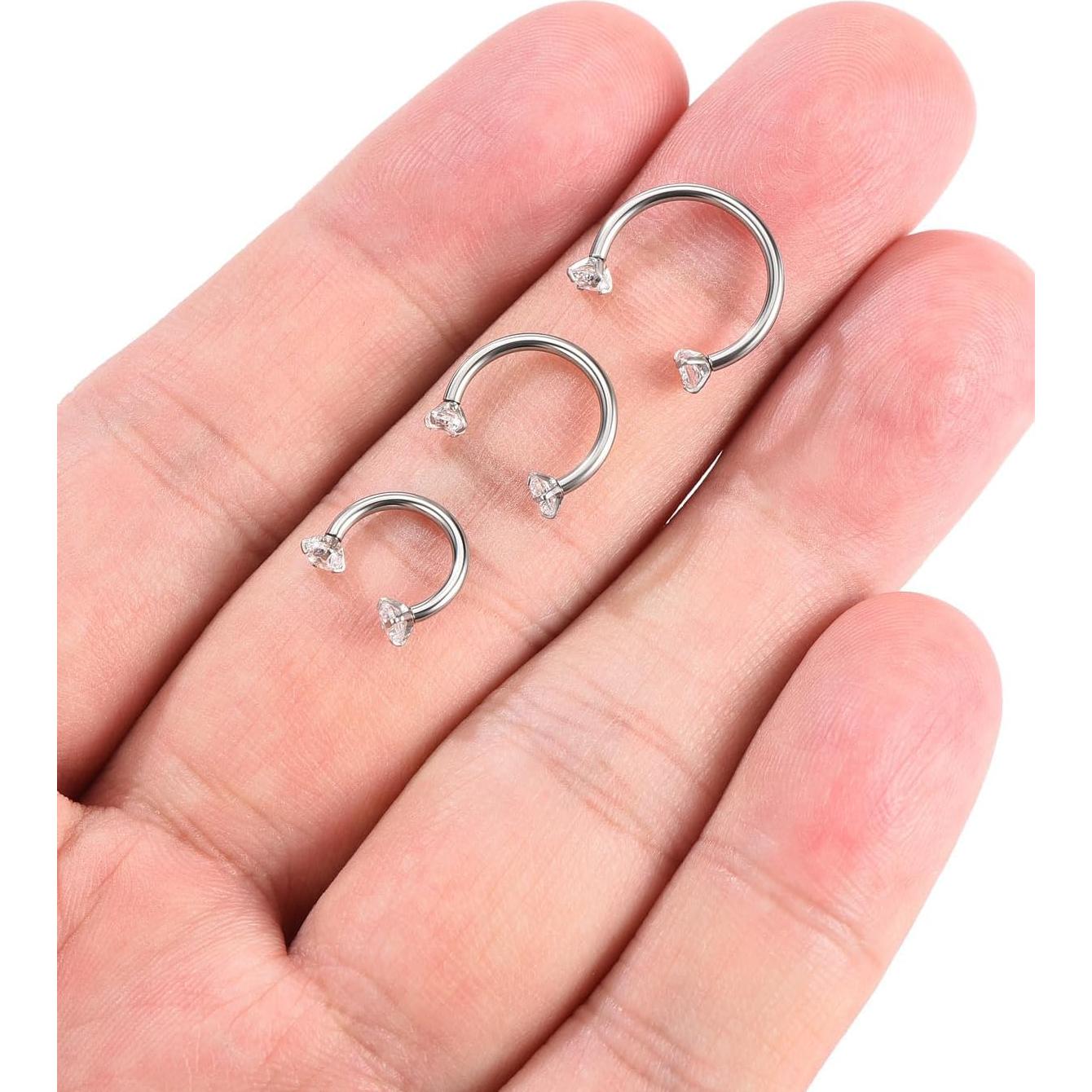 PiercingJ Anillo de Captura 16G Acero Inoxidable 2pcs