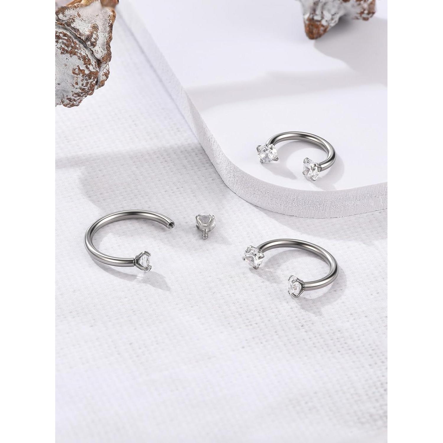PiercingJ Anillo de Captura 16G Acero Inoxidable 2pcs