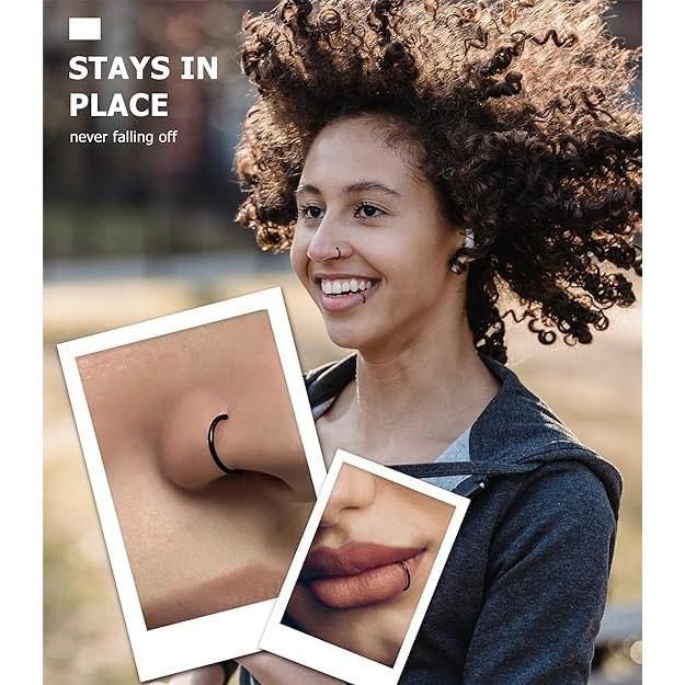 BodyBonita 9 Piezas Aros de Nariz Acero Quirúrgico 316L Plata