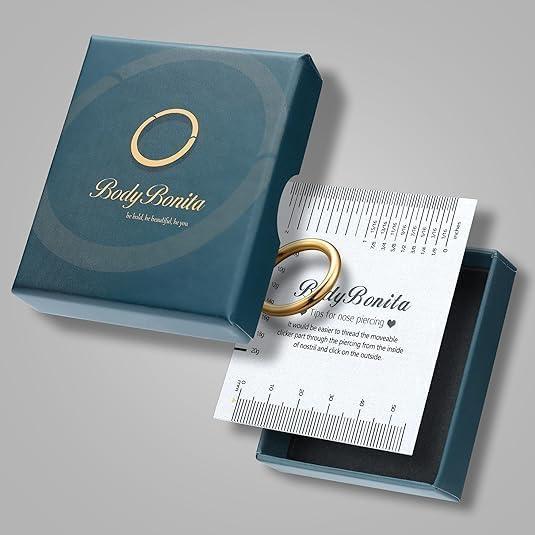 BodyBonita 9 Piezas Aros de Nariz Acero Quirúrgico 316L Plata