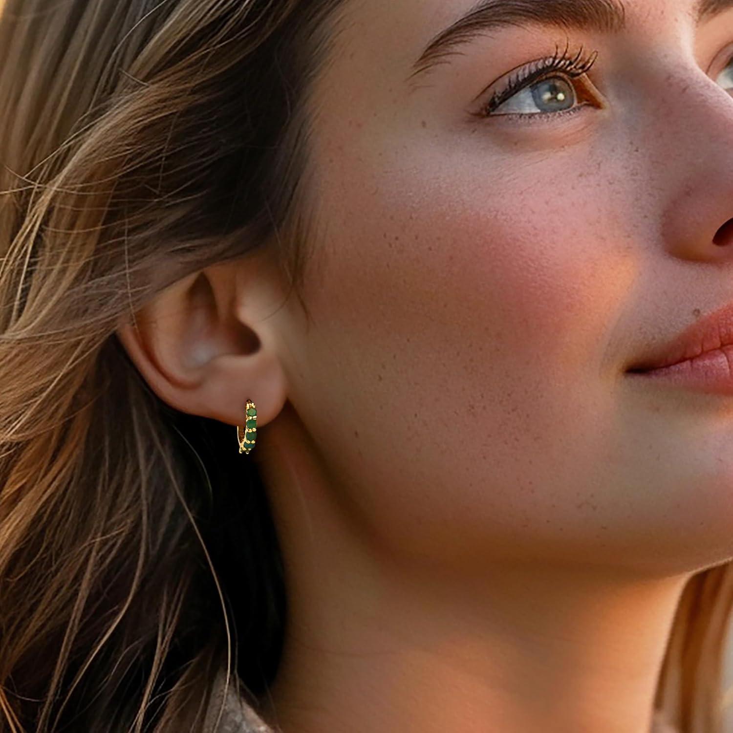 Pendientes de aro huggie Ross-Simons 3 pares piedras preciosas