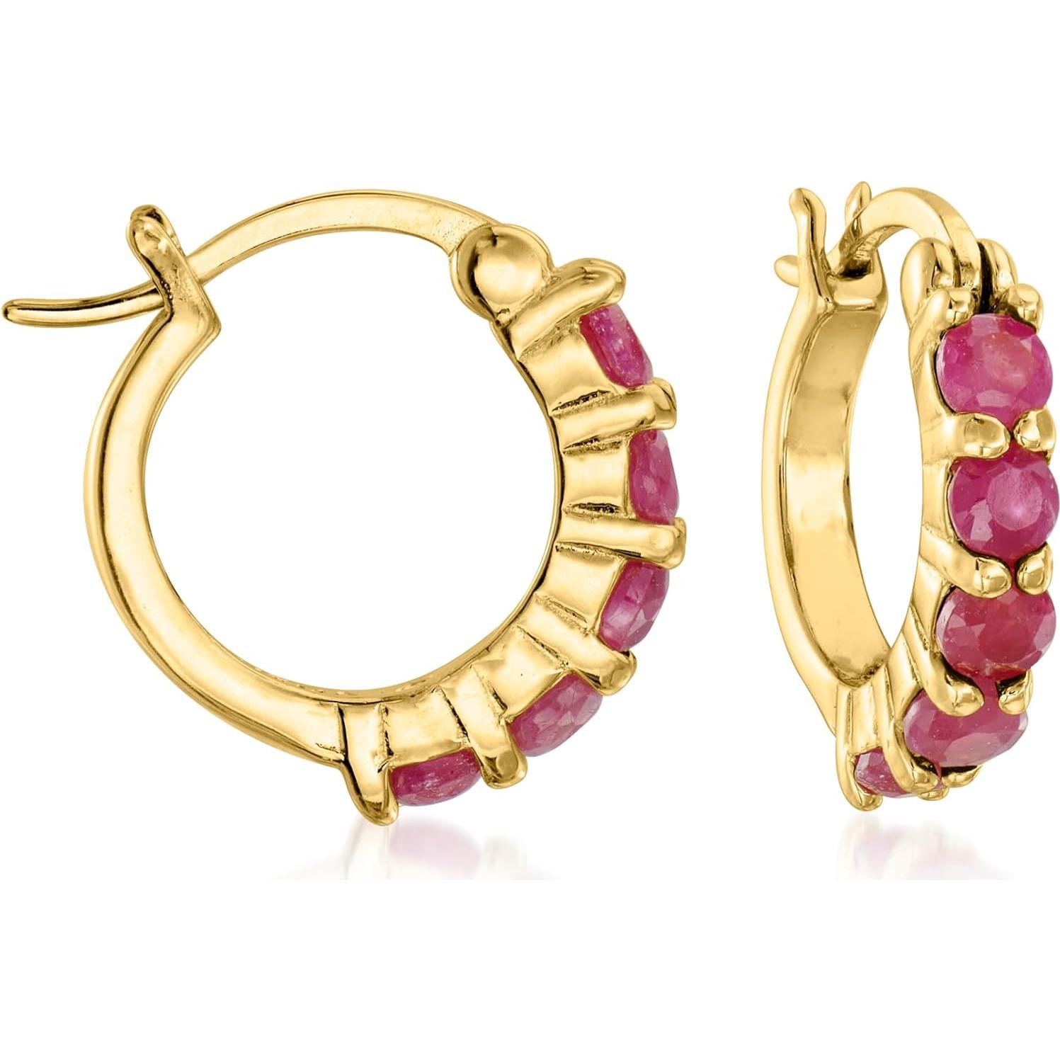 Pendientes de aro huggie Ross-Simons 3 pares piedras preciosas