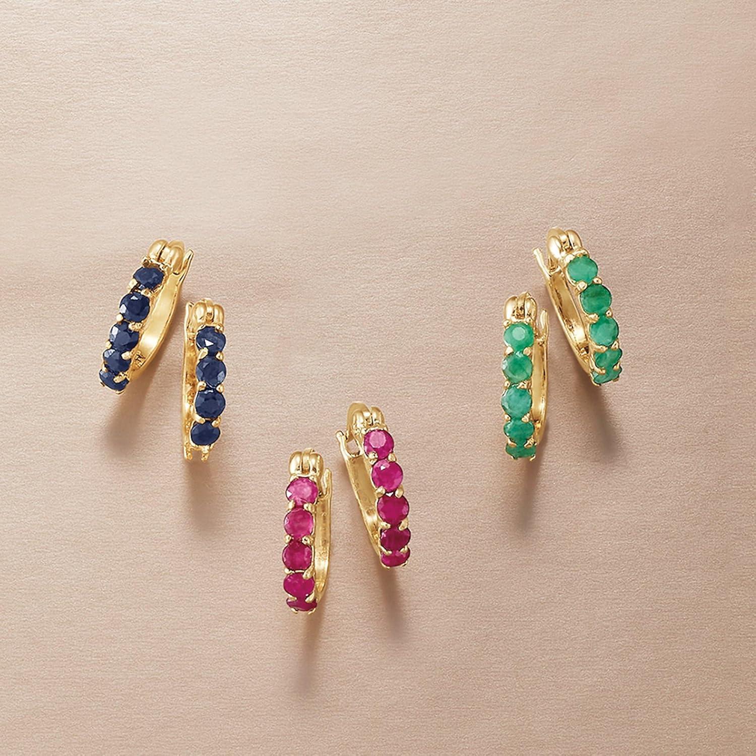 Pendientes de aro huggie Ross-Simons 3 pares piedras preciosas