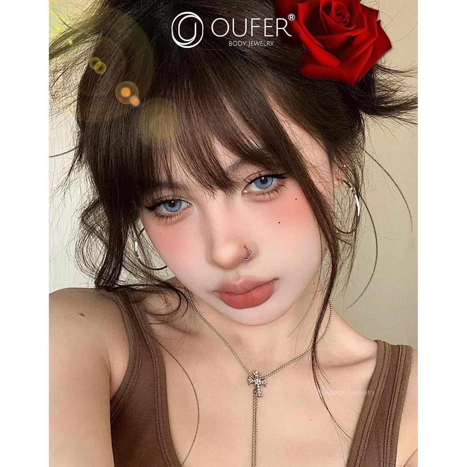 Anillo de Nariz OUFER Floral Plateado 20G 8mm Acero Inoxidable