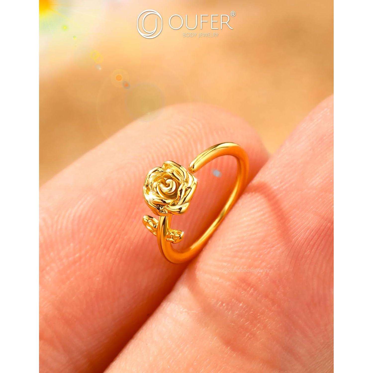 Anillo de Nariz OUFER Floral Plateado 20G 8mm Acero Inoxidable