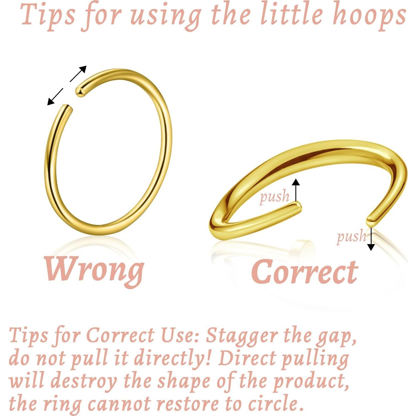 21 Aros de Nariz Acero Quirúrgico Jagosen 6-12mm 18G/20G