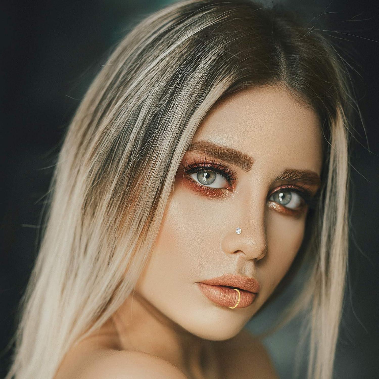 Aros Nasales Dorados ONESING 40 Piezas Acero Inoxidable 20G