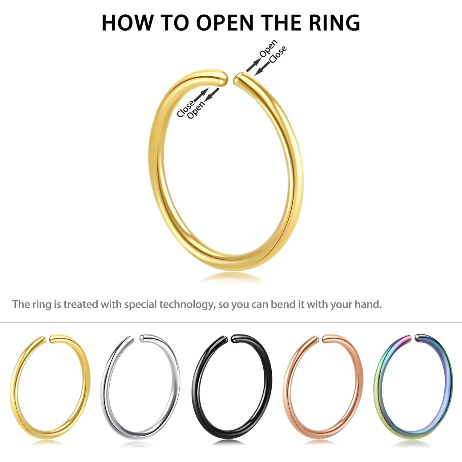 Aros Nasales Falsos 10 Pcs Acero Inoxidable 16G 8mm - Plata/Oro