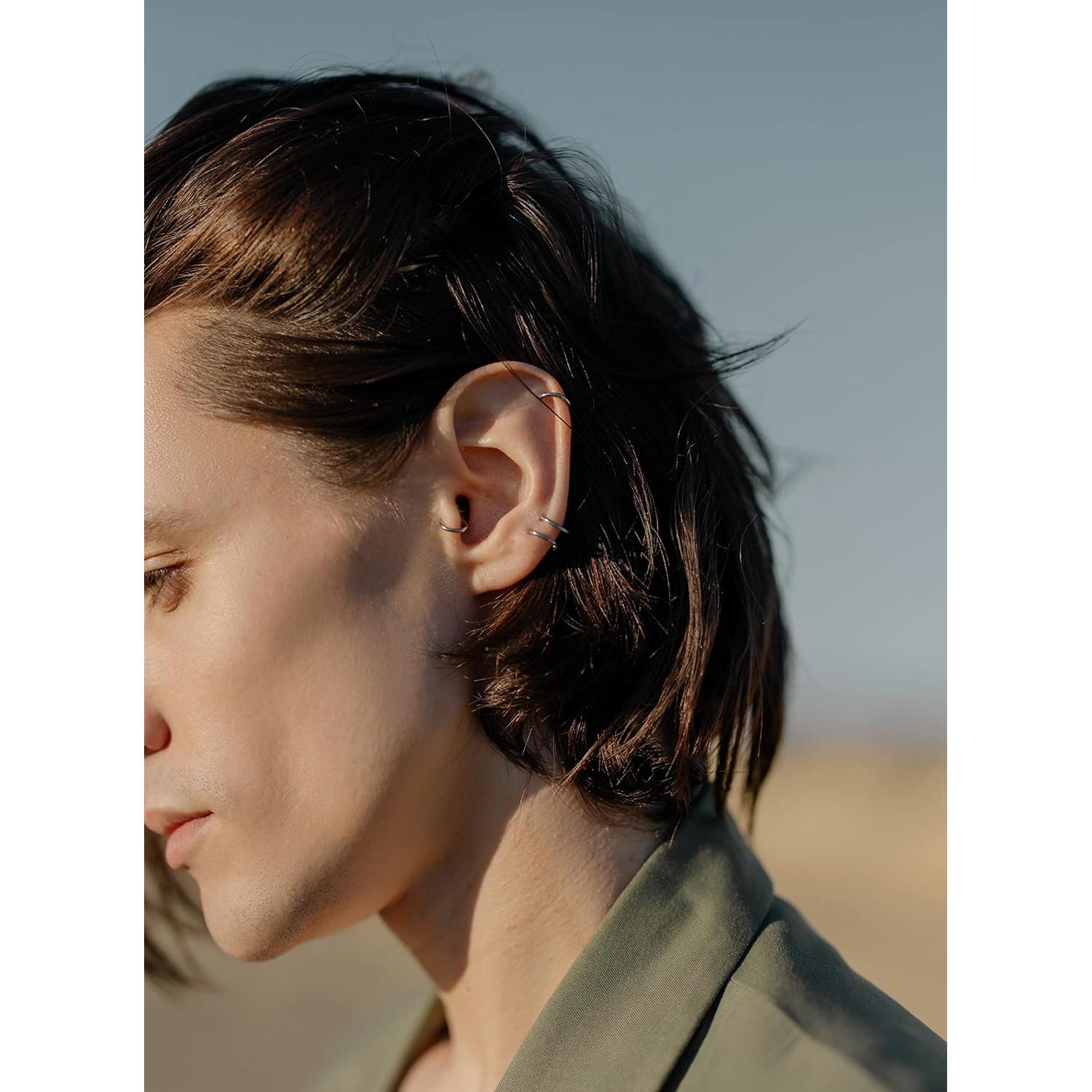 Aros Nasales Falsos 10 Pcs Acero Inoxidable 16G 8mm - Plata/Oro