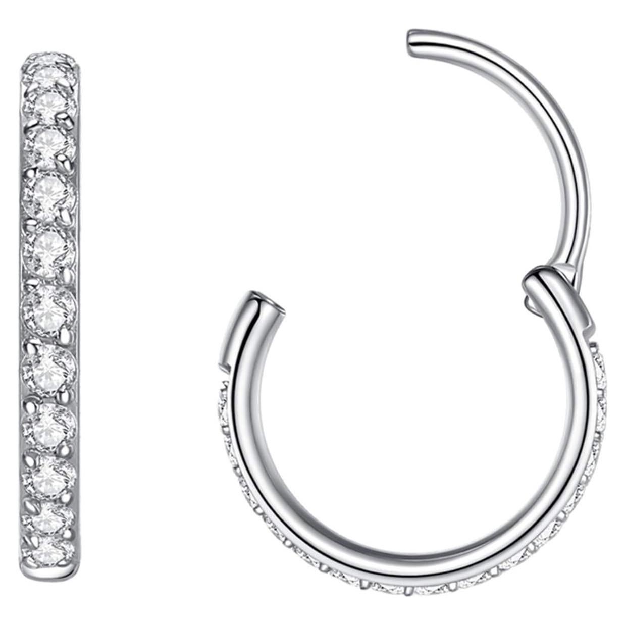 Anillo de nariz sin costura LOVEBODYJEWELRY 316L 20G 8mm Plata