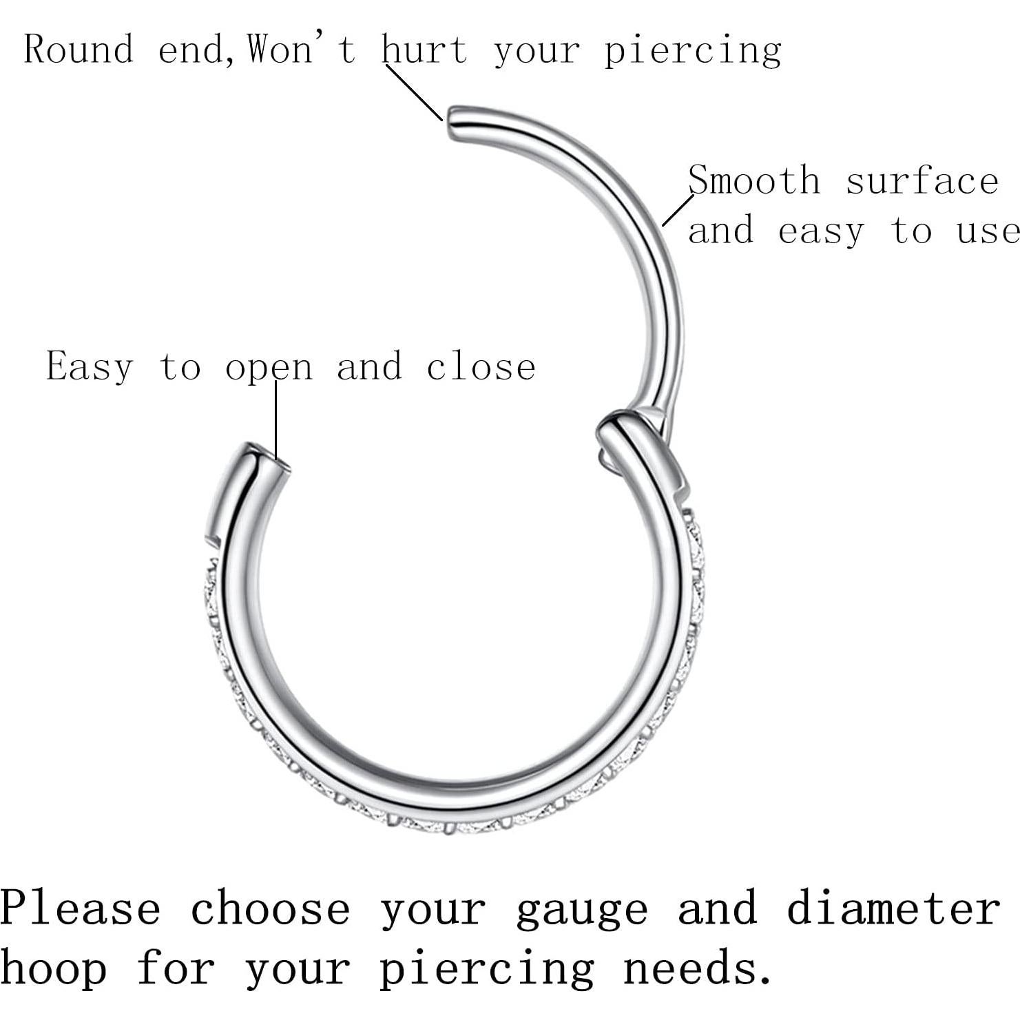 Anillo de nariz sin costura LOVEBODYJEWELRY 316L 20G 8mm Plata