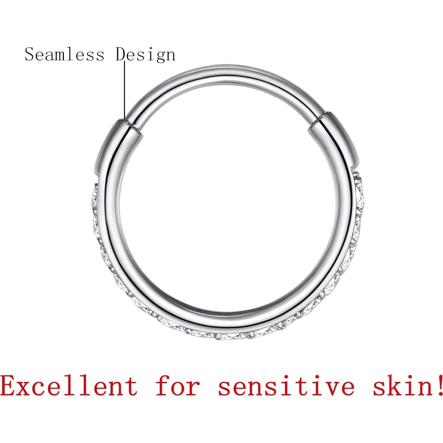 Anillo de nariz sin costura LOVEBODYJEWELRY 316L 20G 8mm Plata