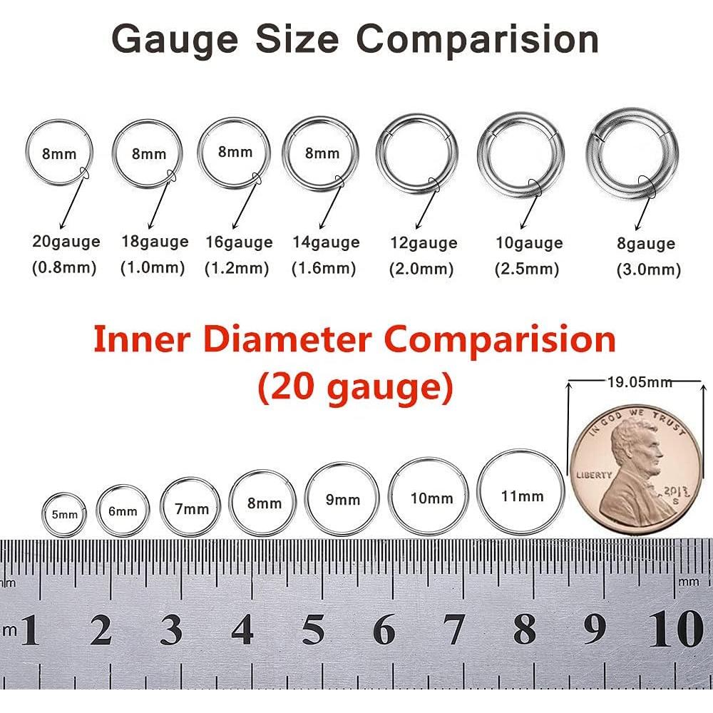 Anillo de nariz sin costura LOVEBODYJEWELRY 316L 20G 8mm Plata