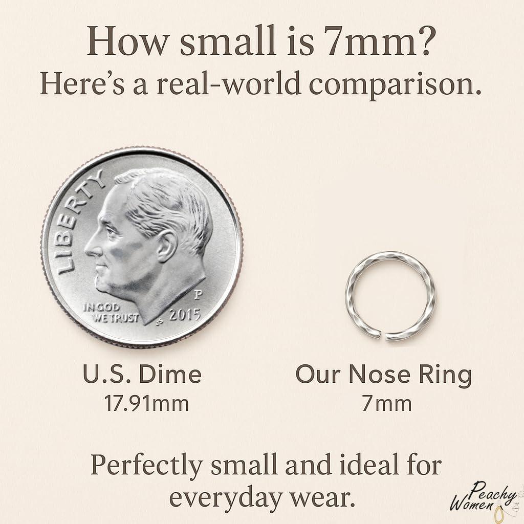 Anillo de Nariz de Plata Esterlina 925 7mm 20G - Joyería Hecha a Mano