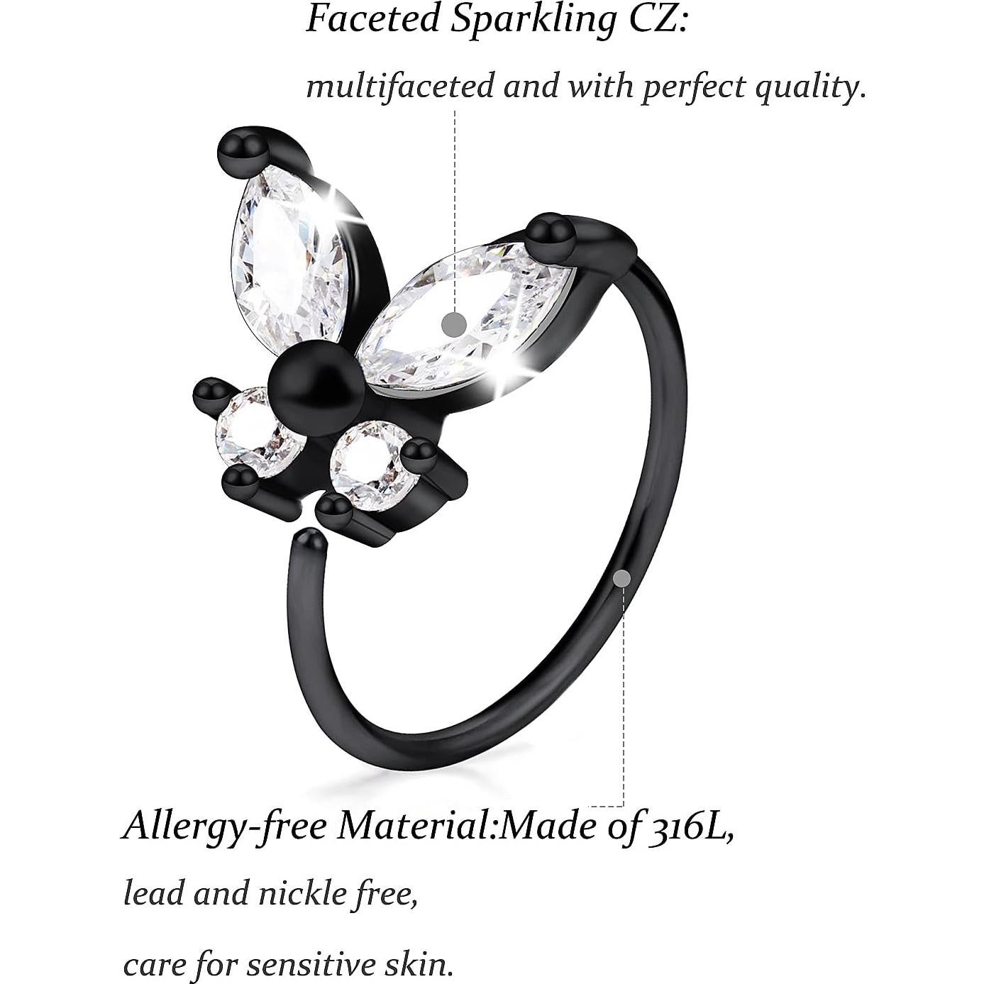 Aros Nasales Vsnnsns 20G Acero Quirúrgico 316L 8mm Colores Mixtos