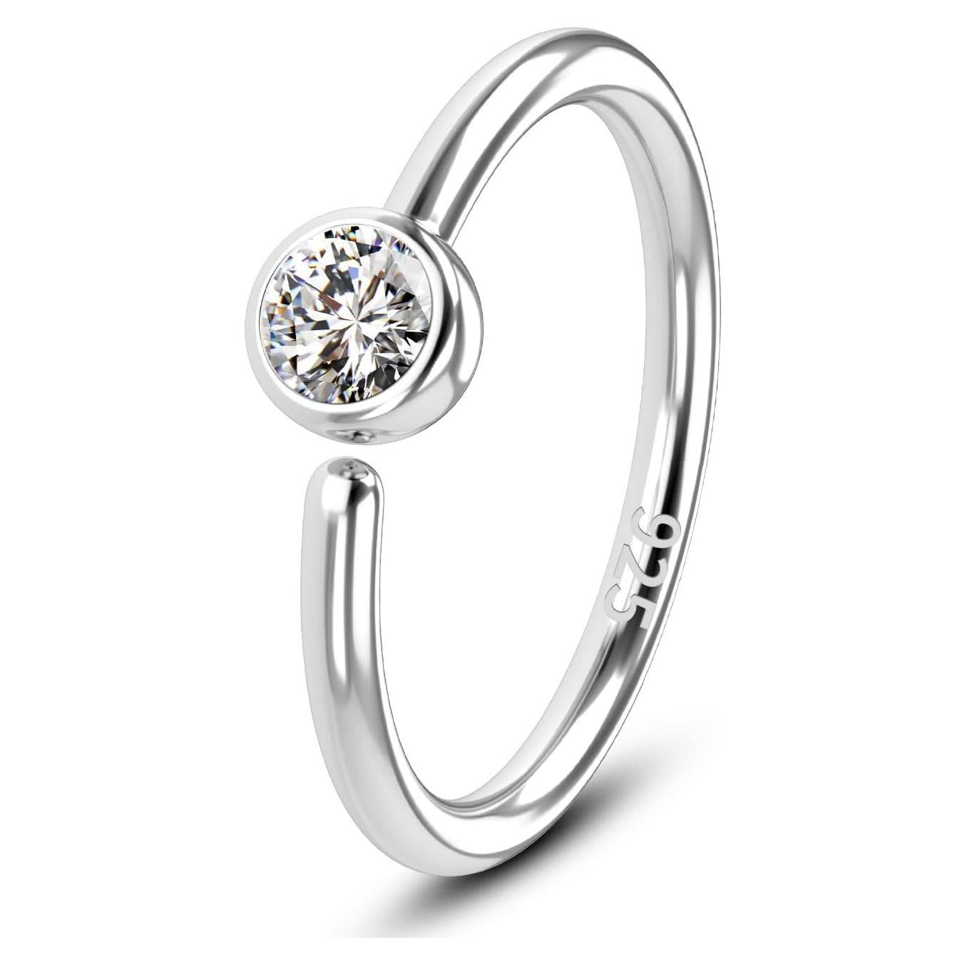 Anillo de Nariz de Plata Esterlina 925 OUFER 20G CZ Transparente