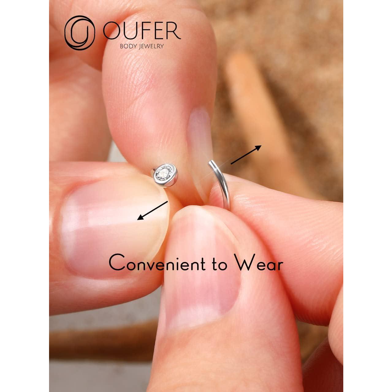 Anillo de Nariz de Plata Esterlina 925 OUFER 20G CZ Transparente